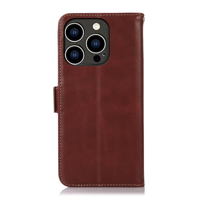 For iPhone 16 Pro Crazy Horse Top Layer Cowhide Leather Phone Case