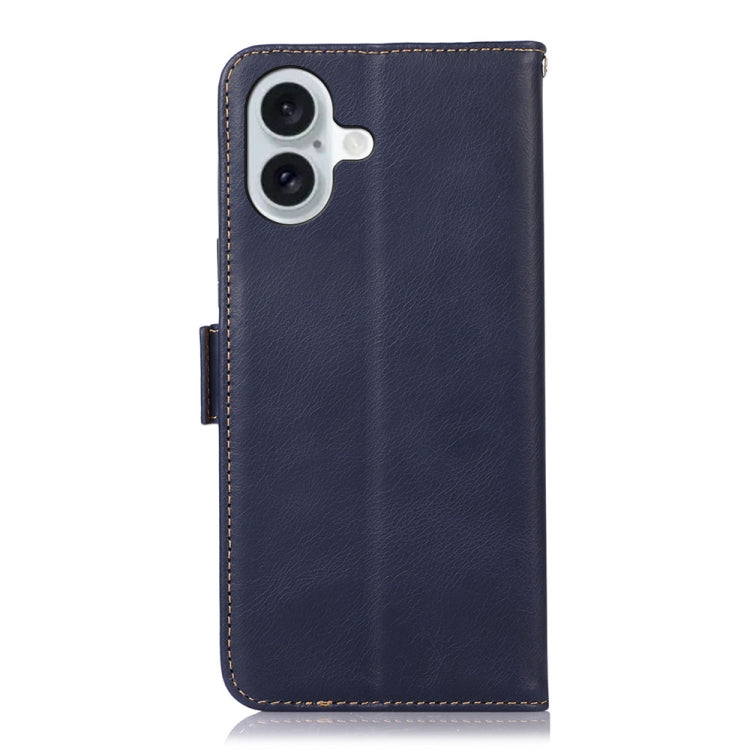 For iPhone 16 Plus Crazy Horse Top Layer Cowhide Leather Phone Case