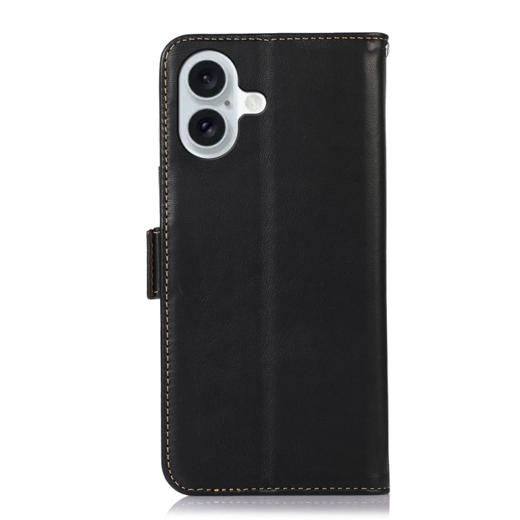 For iPhone 16 Crazy Horse Top Layer Cowhide Leather Phone Case