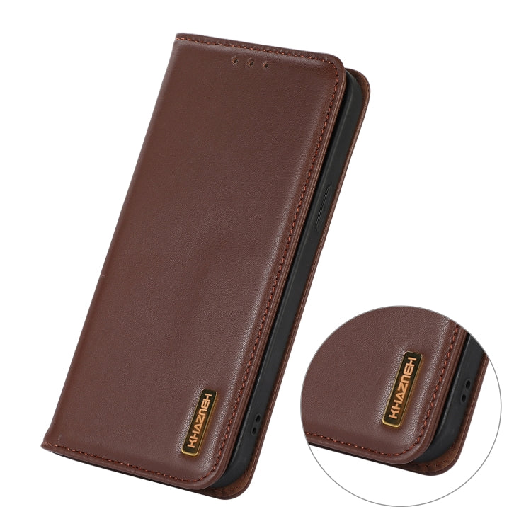 For iPhone 16 Pro KHAZNEH Nappa Top Layer Cowhide Leather Phone Case