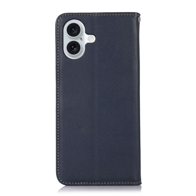 For iPhone 16 Plus KHAZNEH Nappa Top Layer Cowhide Leather Phone Case