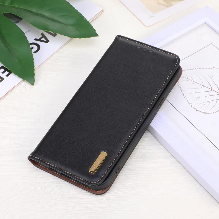 For iPhone 16e KHAZNEH Nappa Top Layer Cowhide Leather Phone Case