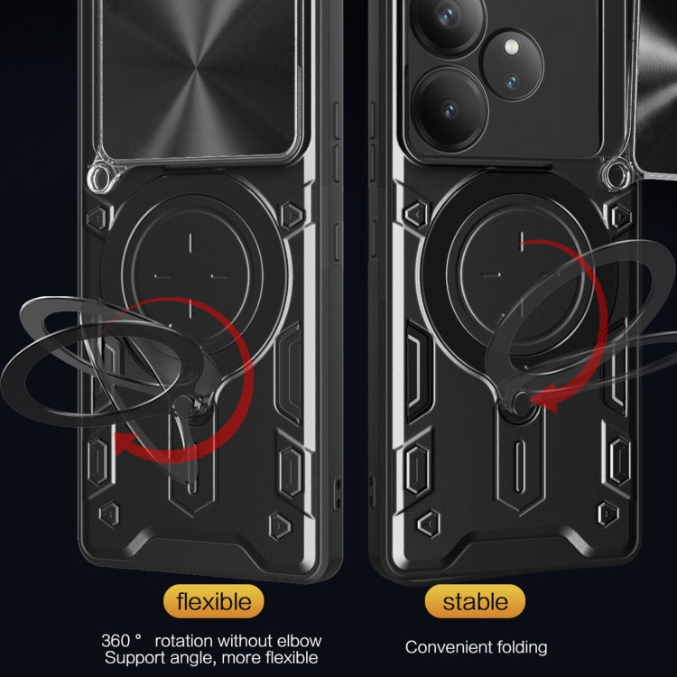 For Realme GT 6T CD Texture Sliding Camshield Magnetic Holder Phone Case
