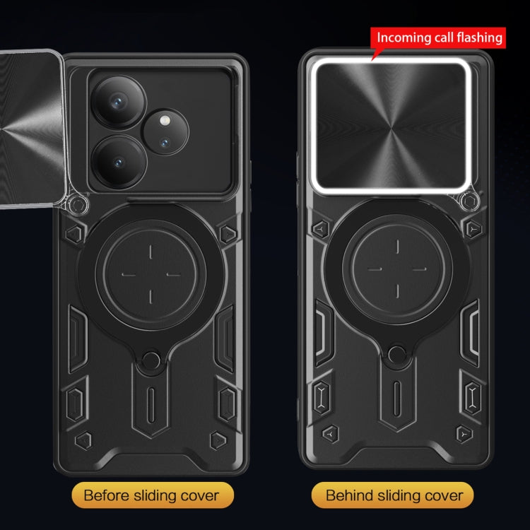 For Realme GT 6T CD Texture Sliding Camshield Magnetic Holder Phone Case