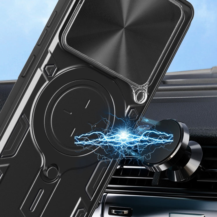 For Realme GT 6T CD Texture Sliding Camshield Magnetic Holder Phone Case