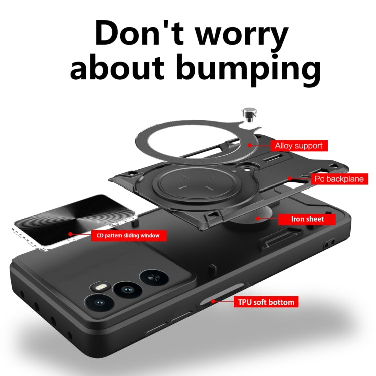 For Realme C65 4G CD Texture Sliding Camshield Magnetic Holder Phone Case