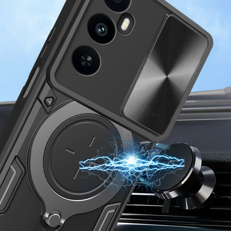 For Realme C65 4G CD Texture Sliding Camshield Magnetic Holder Phone Case