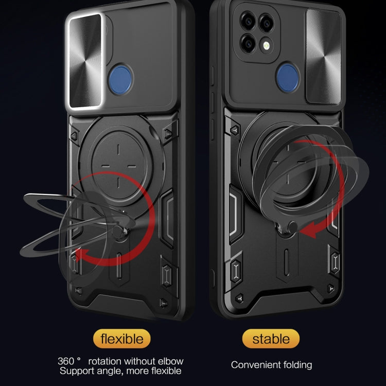 For Realme C21 / C20 / C11 2021 CD Texture Sliding Camshield Magnetic Holder Phone Case