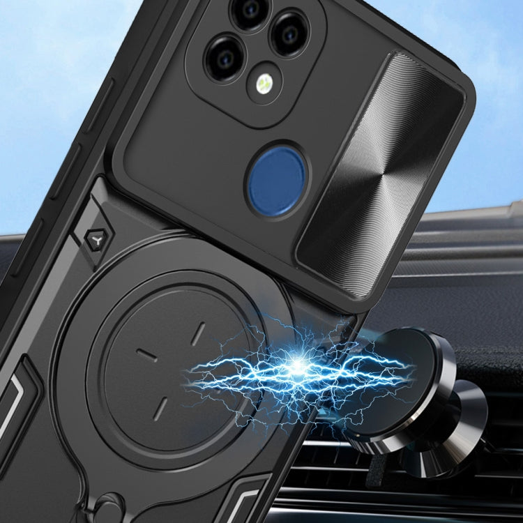 For Realme C21 / C20 / C11 2021 CD Texture Sliding Camshield Magnetic Holder Phone Case