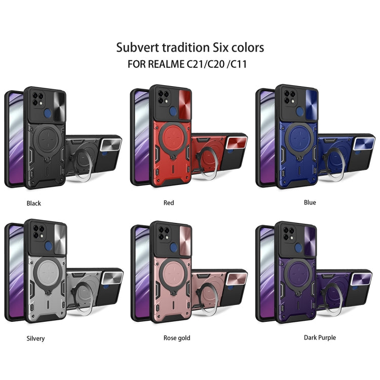 For Realme C21 / C20 / C11 2021 CD Texture Sliding Camshield Magnetic Holder Phone Case