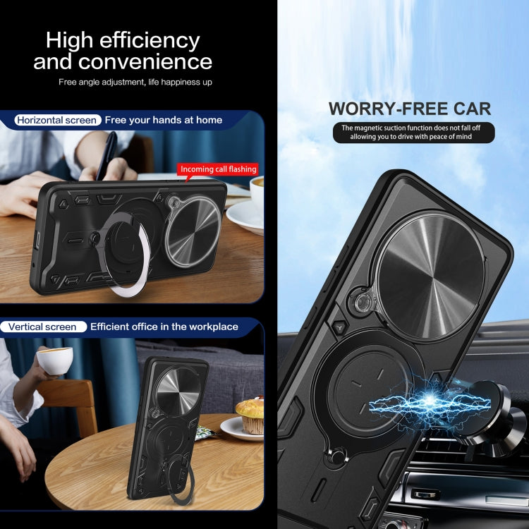 For Realme 13 Pro 5G / 13 Pro+ 5G CD Texture Sliding Camshield Magnetic Holder Phone Case