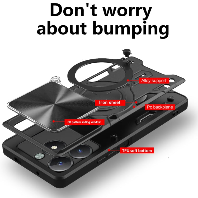 For Realme C61 / C63 CD Texture Sliding Camshield Magnetic Holder Phone Case