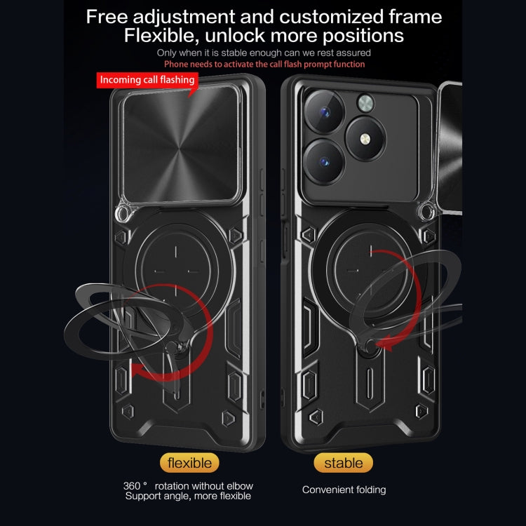 For Realme C61 / C63 CD Texture Sliding Camshield Magnetic Holder Phone Case