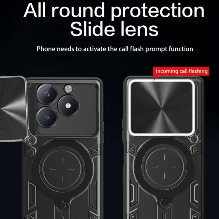 For Realme C61 / C63 CD Texture Sliding Camshield Magnetic Holder Phone Case