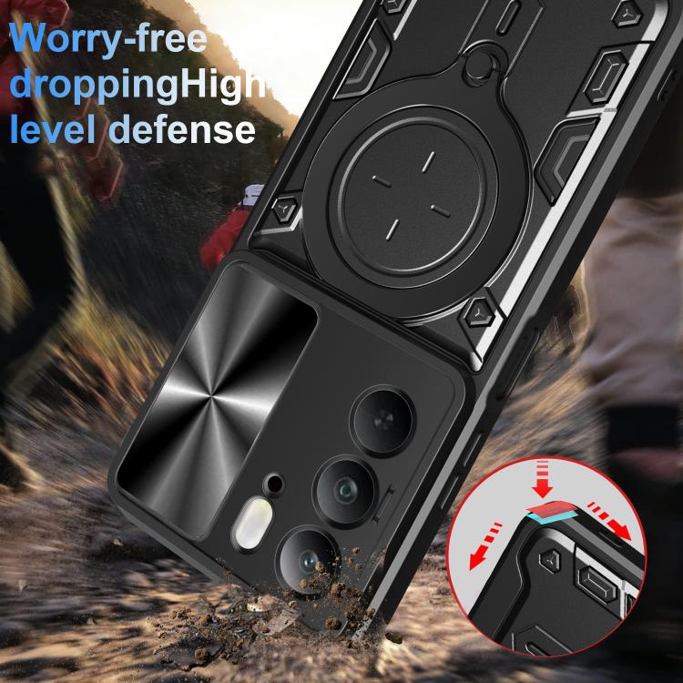For Realme C75 4G / 14x 5G Global CD Texture Sliding Camshield Magnetic Holder Phone Case