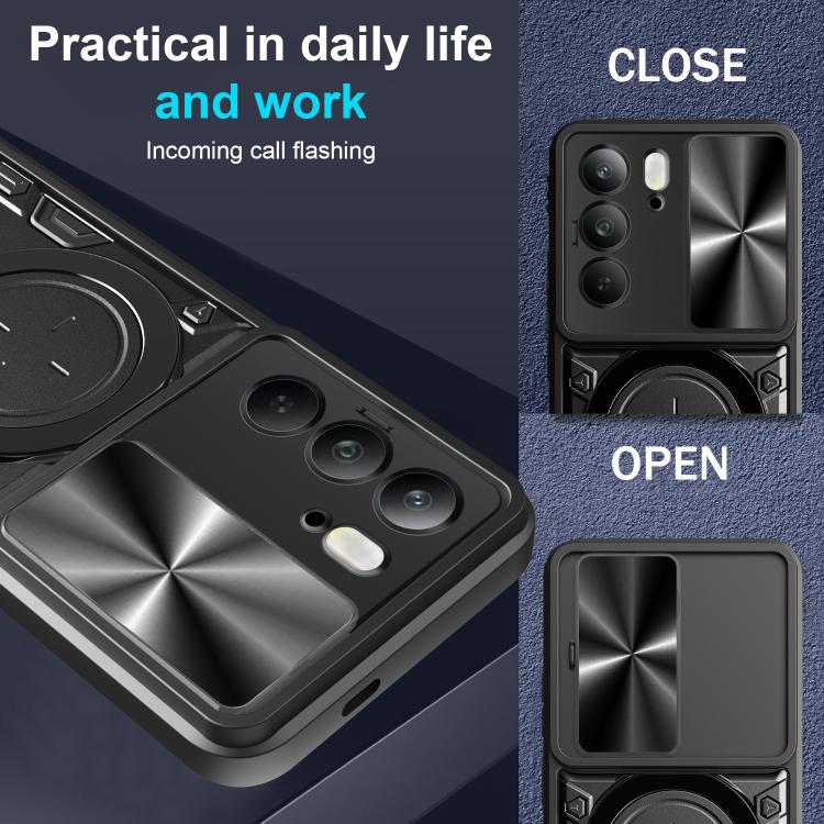 For Realme C75 4G / 14x 5G Global CD Texture Sliding Camshield Magnetic Holder Phone Case
