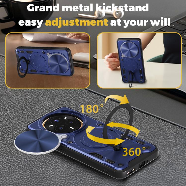 For Realme 14 Pro+ 5G CD Texture Sliding Camshield Magnetic Holder Phone Case