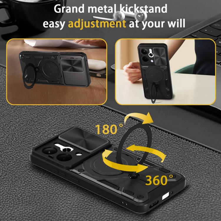 For Realme P3 5G / 14 5G Global CD Texture Sliding Camshield Magnetic Holder Phone Case