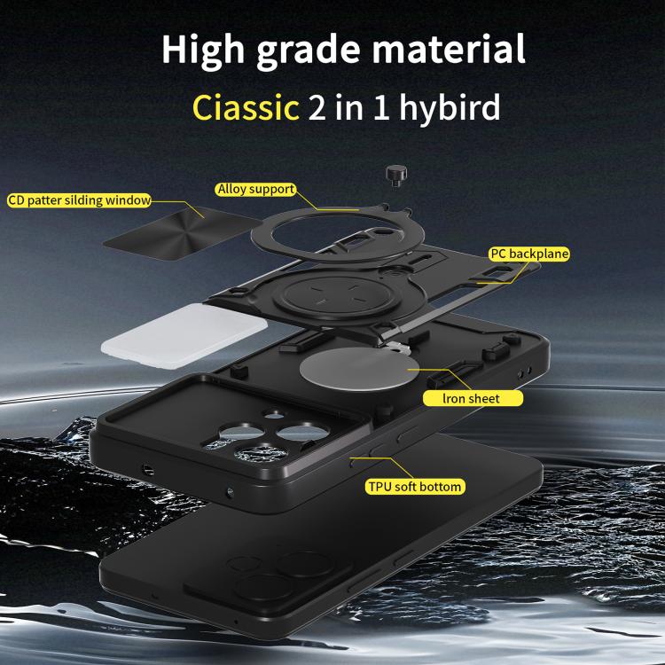 For Realme P3 5G / 14 5G Global CD Texture Sliding Camshield Magnetic Holder Phone Case