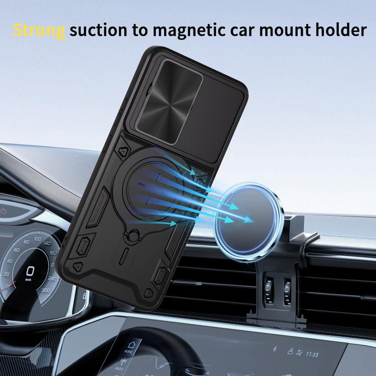 For Realme P3 5G / 14 5G Global CD Texture Sliding Camshield Magnetic Holder Phone Case