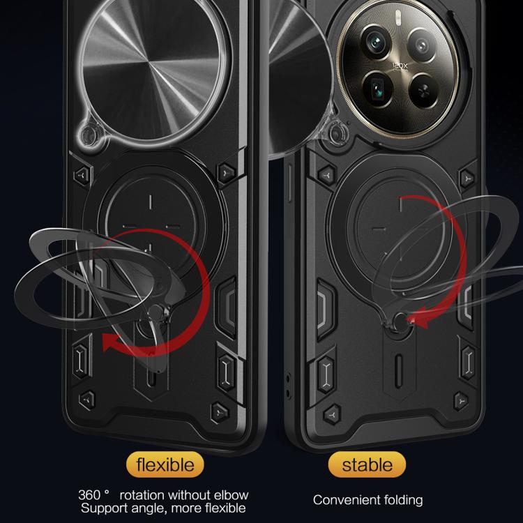 For Realme 12 Pro / 12 Pro+ / 12+ CD Texture Sliding Camshield Magnetic Holder Phone Case