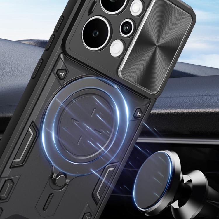 For Realme P4 Power 5G CD Texture Sliding Camshield Magnetic Holder Phone Case