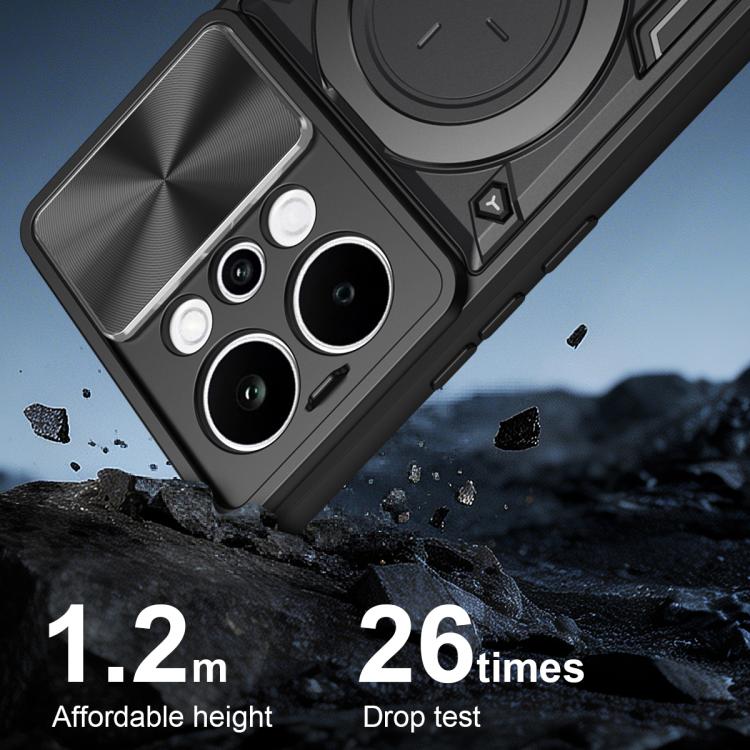 For Realme P4 Power 5G CD Texture Sliding Camshield Magnetic Holder Phone Case
