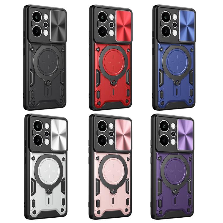 For Realme P4 Power 5G CD Texture Sliding Camshield Magnetic Holder Phone Case