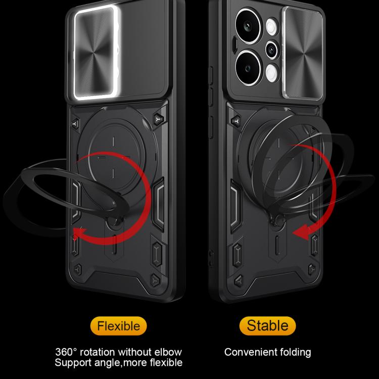 For Realme P4 Power 5G CD Texture Sliding Camshield Magnetic Holder Phone Case
