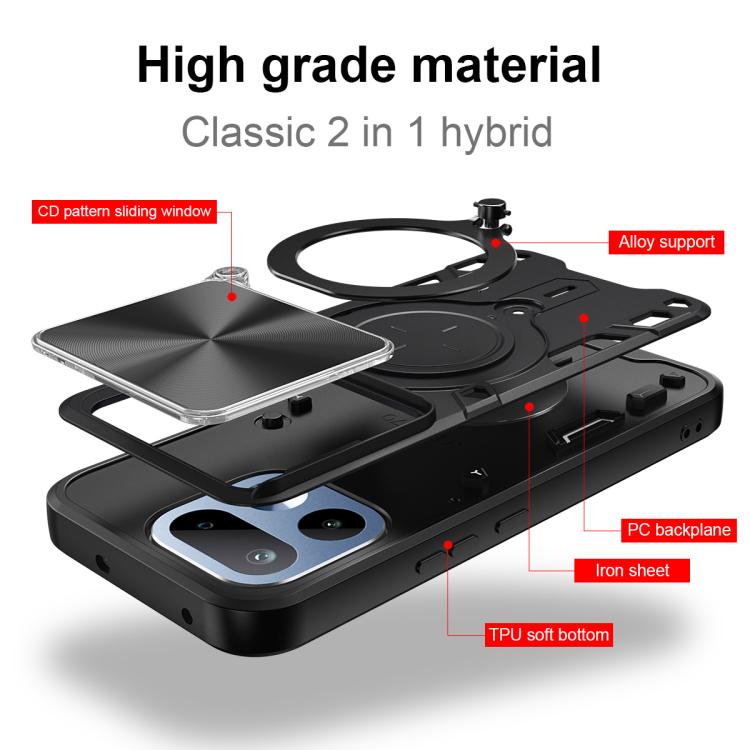 For Realme 16 Pro / 16 Pro+ 5G CD Texture Sliding Camshield Magnetic Holder Phone Case