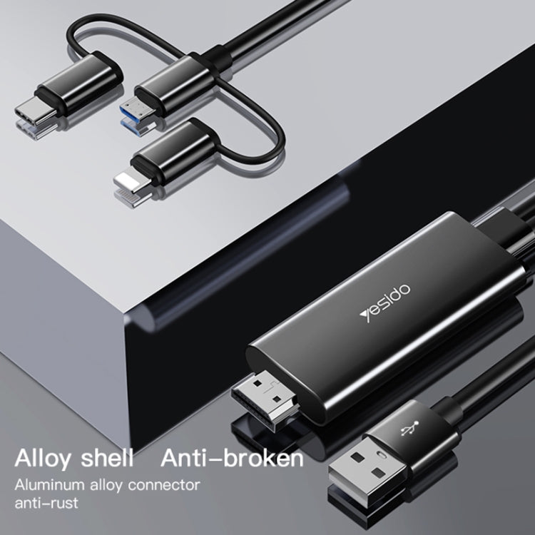 Yesido HM05 3 in 1 8 Pin / Micro USB / USB-C to HDMI Adapter Cable, Length:1.8m
