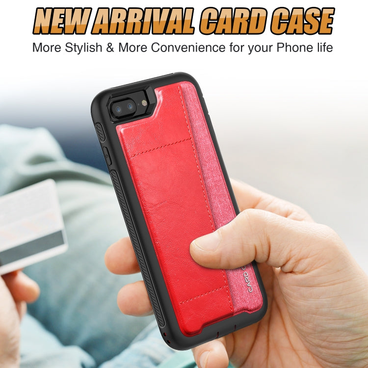 For iPhone 8 Plus / 7 Plus / 6 Plus / 6S Plus Shockproof PC + TPU + PU Leather Protective Case with Card Slot