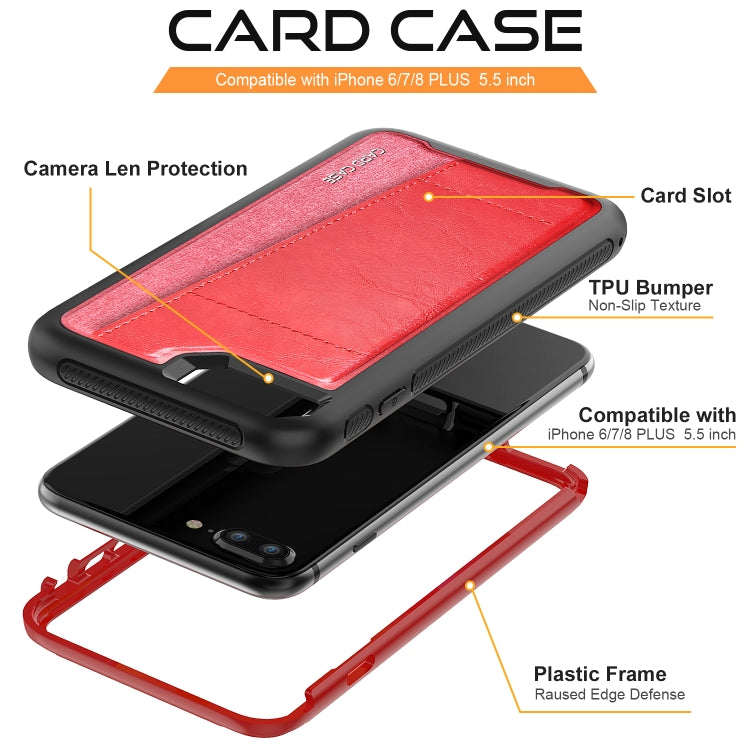 For iPhone 8 Plus / 7 Plus / 6 Plus / 6S Plus Shockproof PC + TPU + PU Leather Protective Case with Card Slot