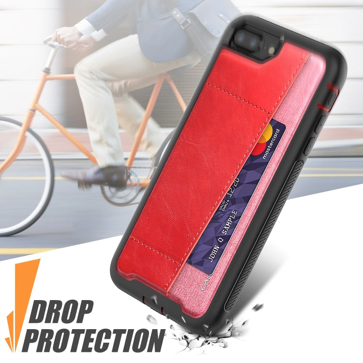 For iPhone 8 Plus / 7 Plus / 6 Plus / 6S Plus Shockproof PC + TPU + PU Leather Protective Case with Card Slot