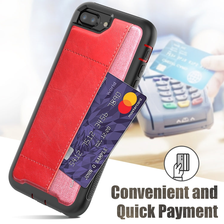 For iPhone 8 Plus / 7 Plus / 6 Plus / 6S Plus Shockproof PC + TPU + PU Leather Protective Case with Card Slot