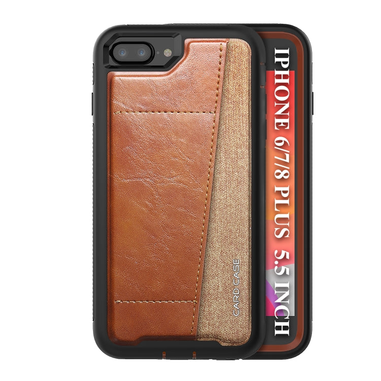 For iPhone 8 Plus / 7 Plus / 6 Plus / 6S Plus Shockproof PC + TPU + PU Leather Protective Case with Card Slot