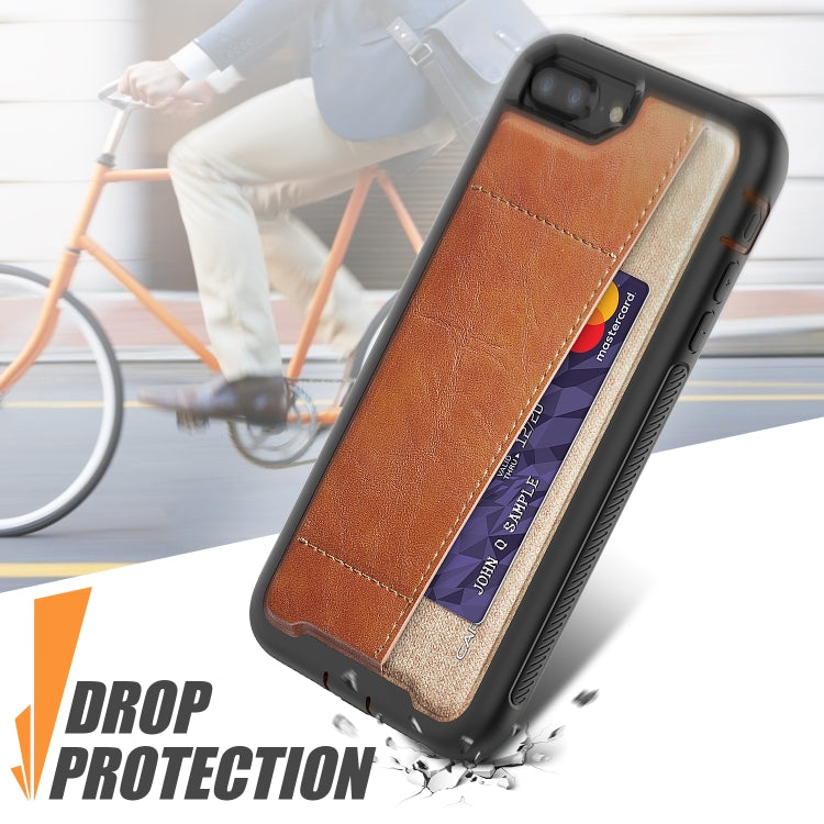 For iPhone 8 Plus / 7 Plus / 6 Plus / 6S Plus Shockproof PC + TPU + PU Leather Protective Case with Card Slot