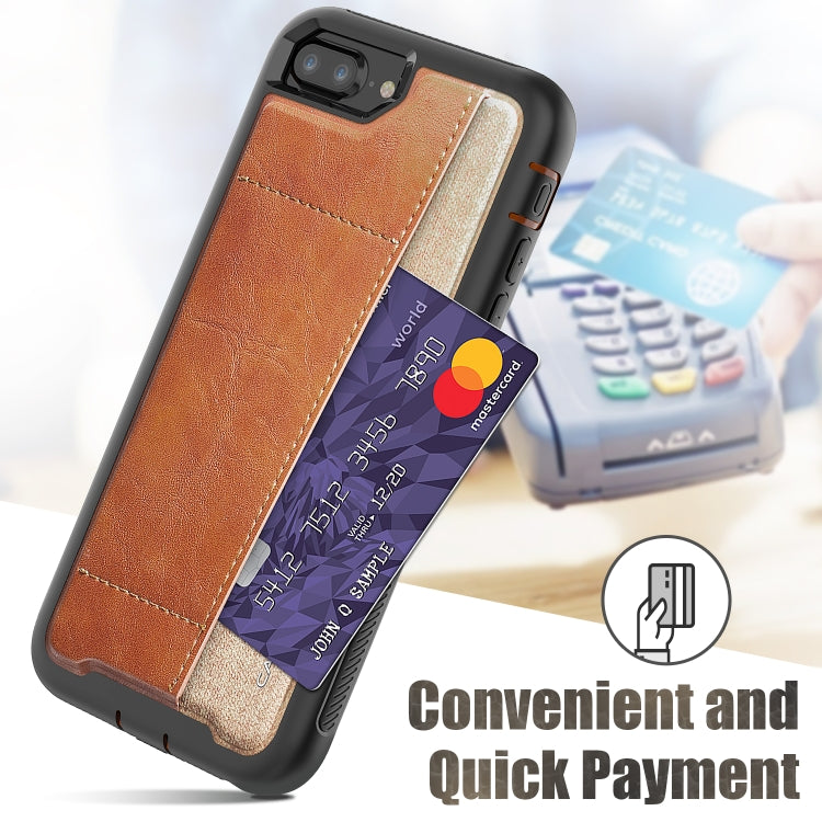 For iPhone 8 Plus / 7 Plus / 6 Plus / 6S Plus Shockproof PC + TPU + PU Leather Protective Case with Card Slot