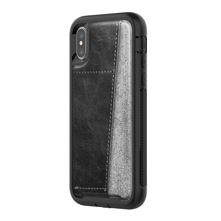 For iPhone X Shockproof PC + TPU + PU Leather Protective Case with Card Slot