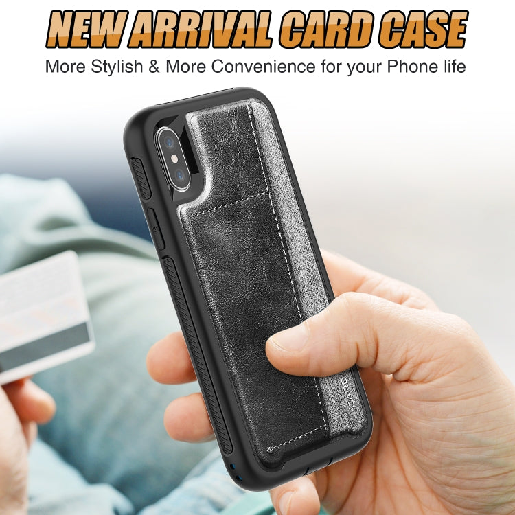 For iPhone X Shockproof PC + TPU + PU Leather Protective Case with Card Slot