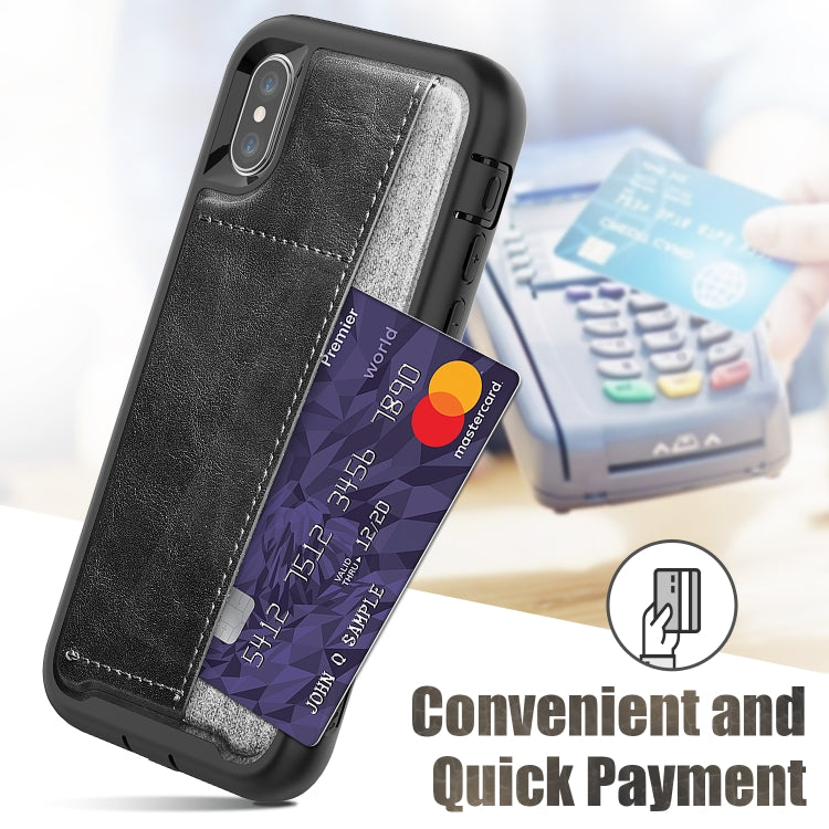 For iPhone X Shockproof PC + TPU + PU Leather Protective Case with Card Slot
