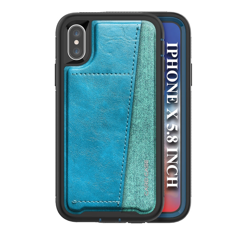 For iPhone X Shockproof PC + TPU + PU Leather Protective Case with Card Slot