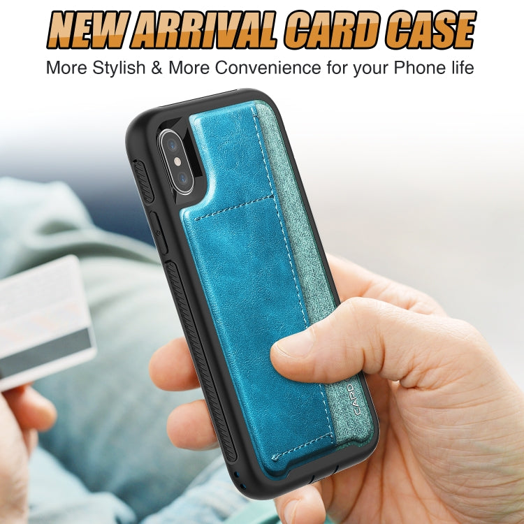 For iPhone X Shockproof PC + TPU + PU Leather Protective Case with Card Slot