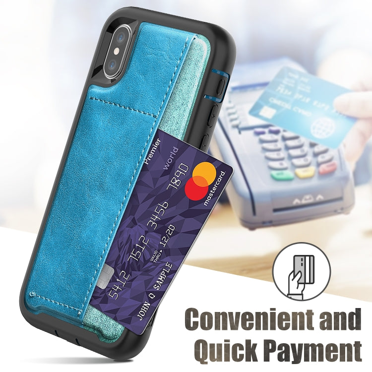 For iPhone X Shockproof PC + TPU + PU Leather Protective Case with Card Slot