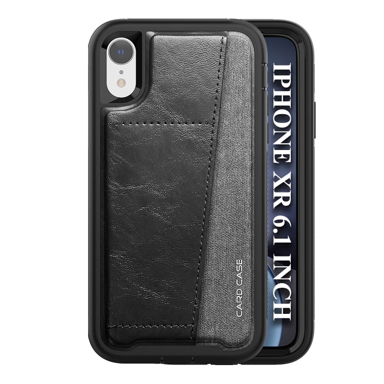 For iPhone XR Shockproof PC + TPU + PU Leather Protective Case with Card Slot