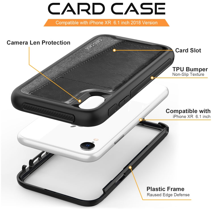 For iPhone XR Shockproof PC + TPU + PU Leather Protective Case with Card Slot