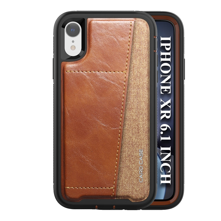 For iPhone XR Shockproof PC + TPU + PU Leather Protective Case with Card Slot