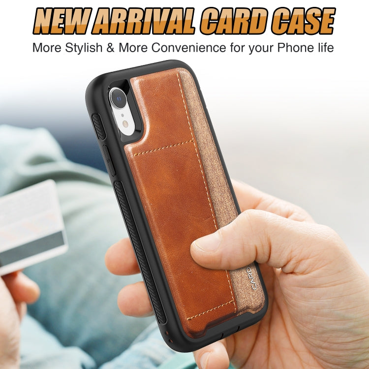 For iPhone XR Shockproof PC + TPU + PU Leather Protective Case with Card Slot