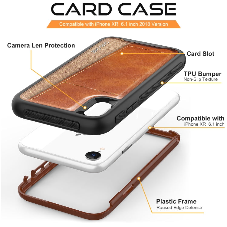 For iPhone XR Shockproof PC + TPU + PU Leather Protective Case with Card Slot