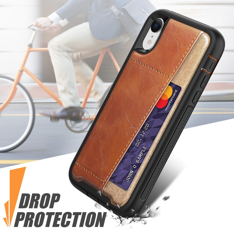 For iPhone XR Shockproof PC + TPU + PU Leather Protective Case with Card Slot